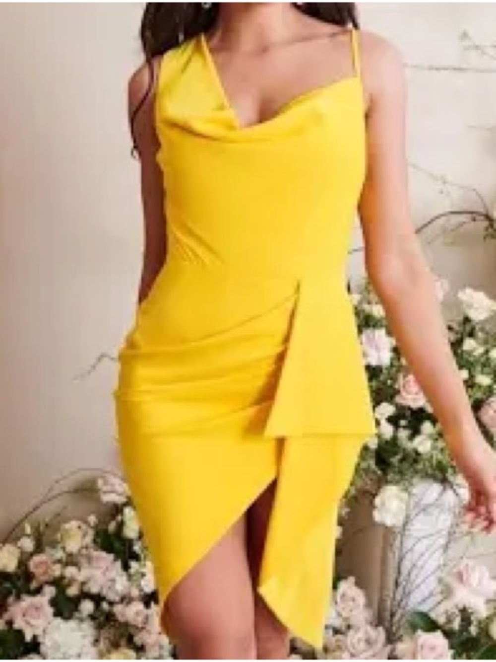 Sold - Lavish Alice Bright Yellow Cowl Neck Mini Dress